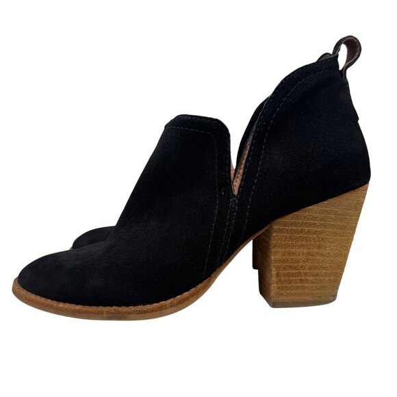Jeffrey Campbell Rosalee Black Suede Leather Side slits ankle booties Women sz8 - Picture 2 of 10